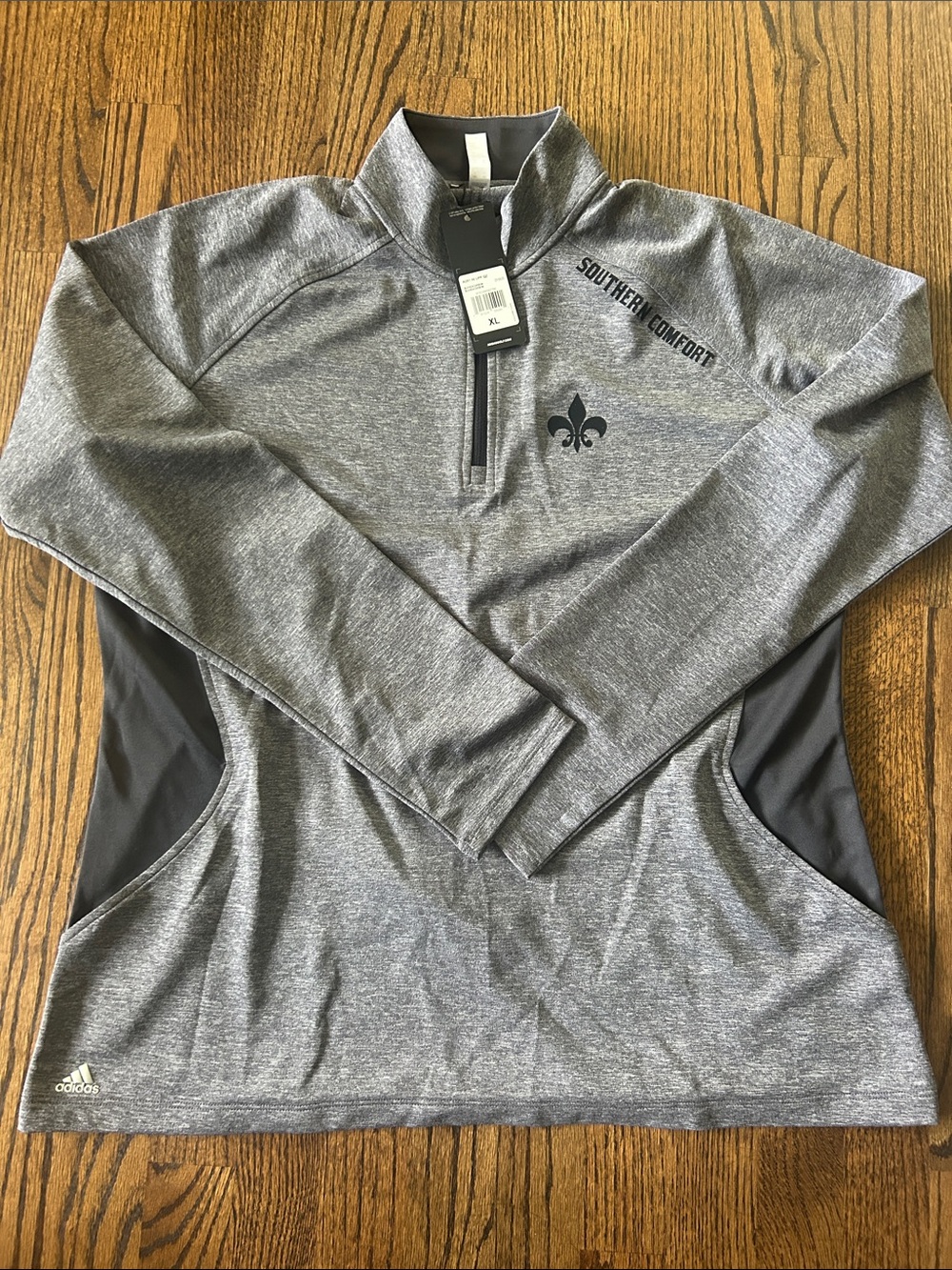 adidas Men's Gray Heather 1/4 Zip Pullover with Black Accents- southern comfort